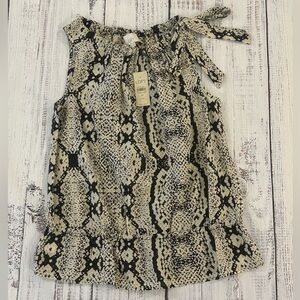 NWT Loft Ann Taylor Sleeveless Silk & Cotton Blouse Womens SP. Snakeskin Design